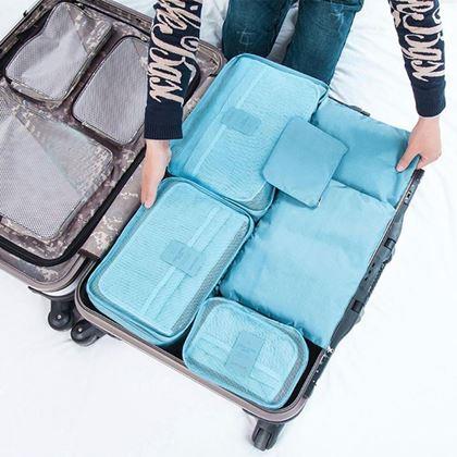 Obrazek z Zestaw organizerów podróżnych do walizki - jasnoniebieskie
