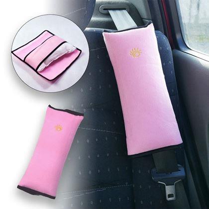 Obrazek z Poduszka podróżna do samochodu na pas- różowa