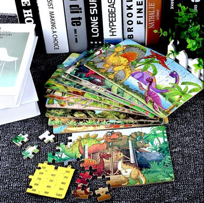 Obrazek z Puzzle z motywem dinozaurów  - niebieskie