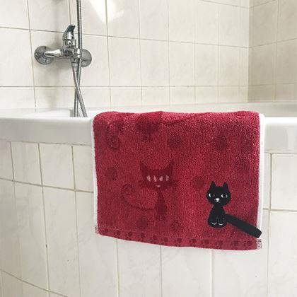 Obrazek z Ręcznik z kotem - czerwony