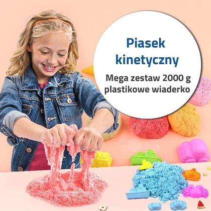 Obrazek z Piasek kinetyczny mega zestaw 2000 g - plastikowe wiaderko