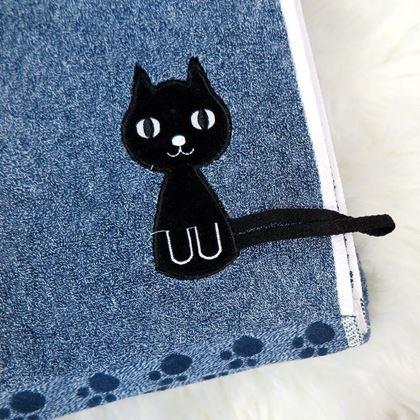 Obrazek z Ręcznik z kotem - niebieski