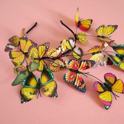 Obrazek z Opaska do włosów z motylkami - żółta