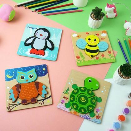 Obrazek z Drewniane puzzle dla najmniejszych - żółwik