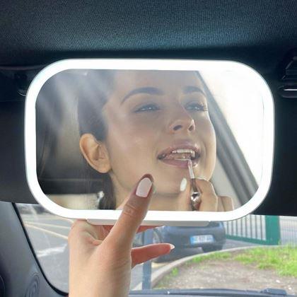 Obrazek z Podświetlane lusterko kosmetyczne do auta - białe