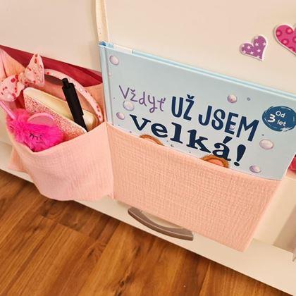 Obrazek z Muślinowa kieszeń na łóżeczko - różowe