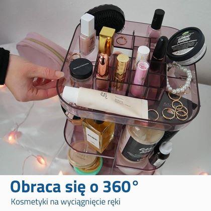 Obrazek z Obrotowy organizer na kosmetyki - transparentny różowy