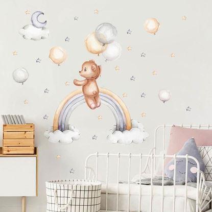Obraz Naklejki na ścianę - miś z balonkami