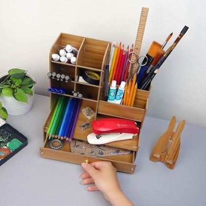 Obrazek z Drewniany organizer na artykuły papiernicze