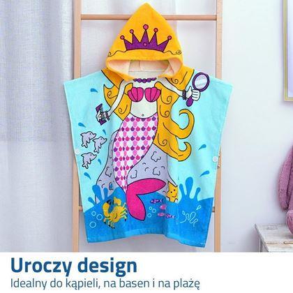 Obrazek z Dziecięcy ręcznik kąpielowy poncho - syrena