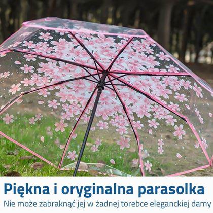 Obrazek z Przezroczysty parasol - kwiaty 