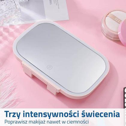 Obrazek z Podświetlane lusterko kosmetyczne do auta - różowe
