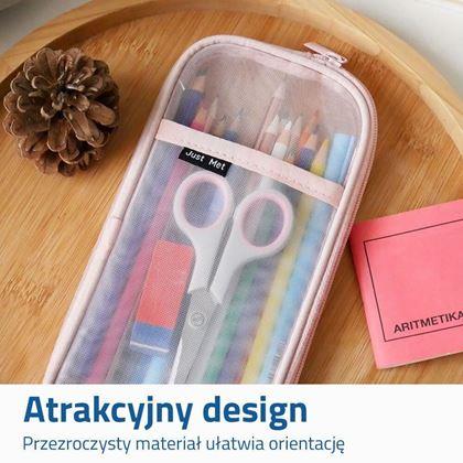 Obrazek z Przezroczysty szkolny piórnik - różowy
