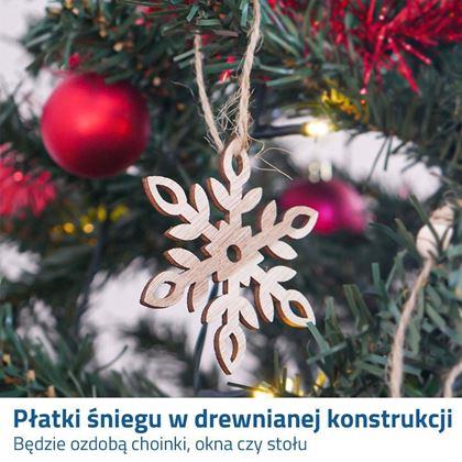 Obrazek z Zestaw 6 drewnianych ozdób świątecznych - płatki śniegu