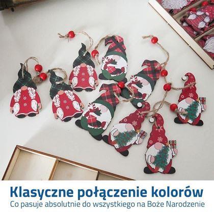 Obrazek z Zestaw ozdób choinkowych - krasnale 9 szt. - zestaw czerwono-zielony