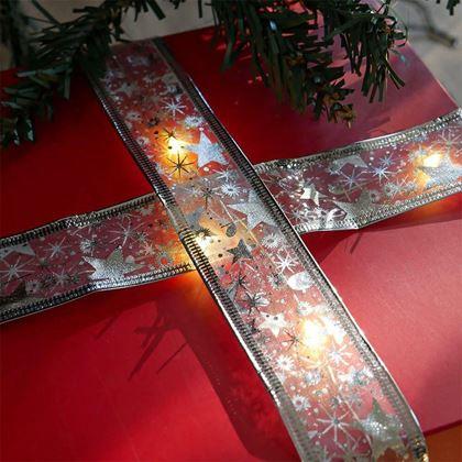 Obrazek z Świecąca wstążka świąteczna 5 m - srebro