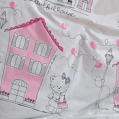 Obraz Pościel dziecięca do łóżeczka - Różowa z kotkiem