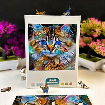 Obrazek z Drewniane puzzle z kotami – kot pręgowany