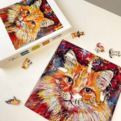 Obrazek z Drewniane puzzle z kotami – kot rudy