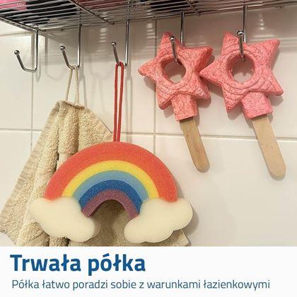 Obrazek z Półka samoprzylepna ze stali nierdzewnej z haczykami