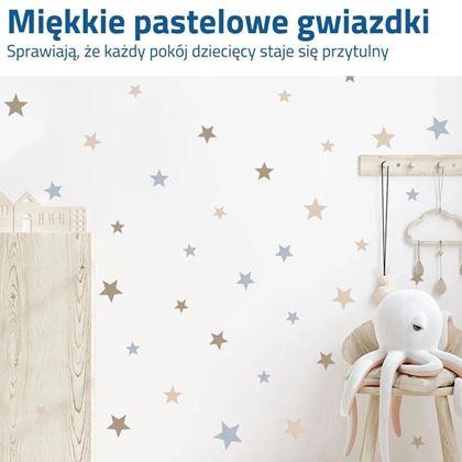 Obrazek z Naklejki na ścianę – pastelowe gwiazdy, 71 sztuk