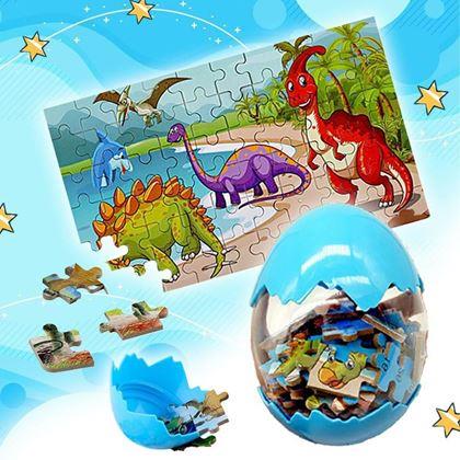 Obrazek z Puzzle z motywem dinozaurów  - niebieskie