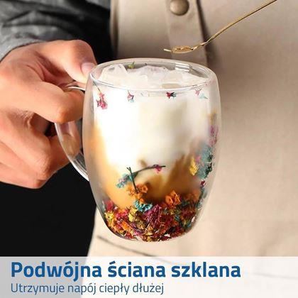 Obrazek z Szklany kubek dwuwarstwowy z kwiatowym motywem