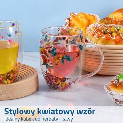 Obrazek z Szklany kubek dwuwarstwowy z kwiatowym motywem