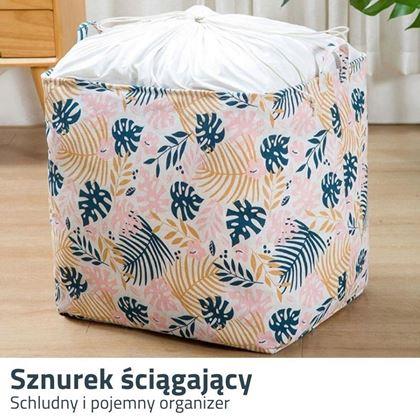 Obrazek z Kosz do przechowywania tekstyliów z chowanym sznurkiem - liście