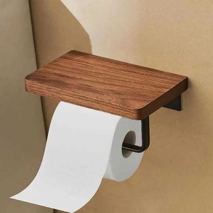 Obrazek z Uchwyt na papier toaletowy z półką