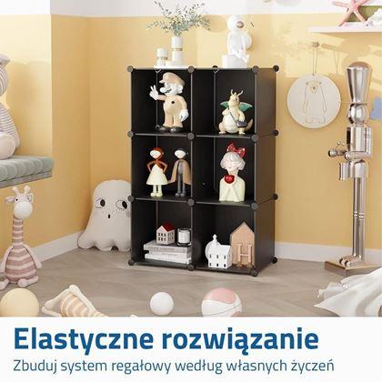 Obrazek z Modułowy regał półkowy 6 pudełek - czarny