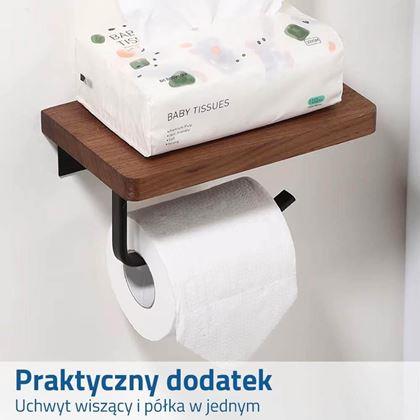 Obrazek z Uchwyt na papier toaletowy z półką