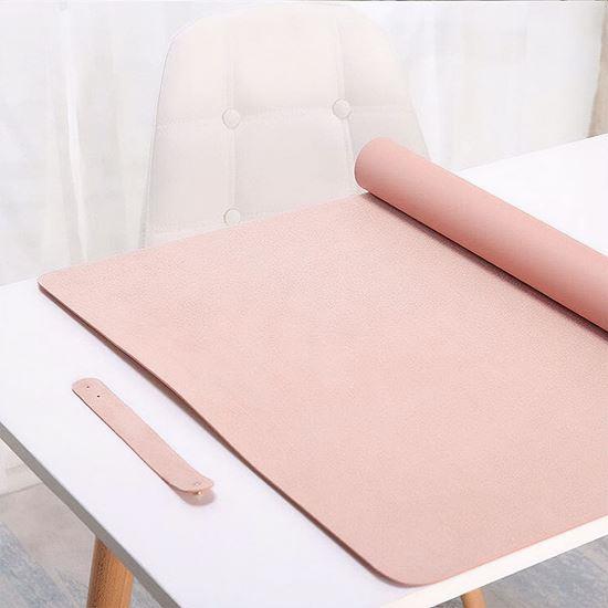 Obrazek z Premiumowa podkładka pod mysz i klawiaturę ze skóry ekologicznej 80x40 cm - różowy