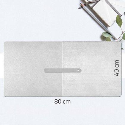 Obrazek z Premiumowa podkładka pod mysz i klawiaturę ze skóry ekologicznej 80x40 cm - jasnoszary