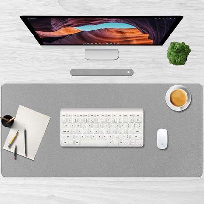 Obrazek z Premiumowa podkładka pod mysz i klawiaturę ze skóry ekologicznej 80x40 cm - jasnoszary