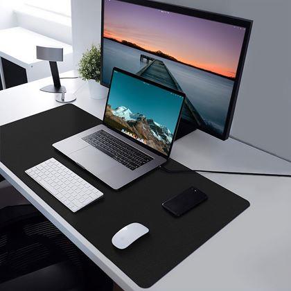 Obrazek z Premiumowa podkładka pod mysz i klawiaturę ze skóry ekologicznej 80x40 cm - czarny