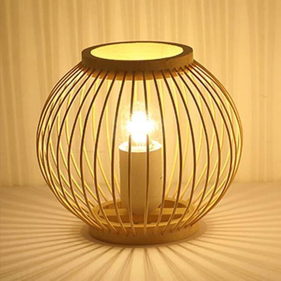 Obrazek z Bambusowa lampa stołowa z żarówką LED