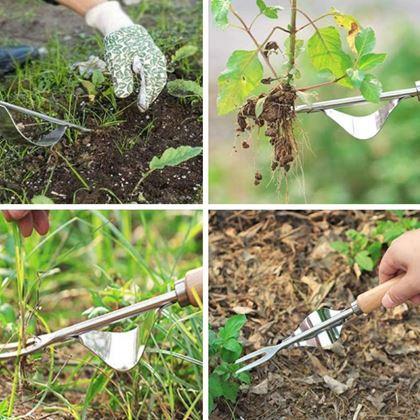 Obrazek z Wyrywacz chwastów z kołyską i drewnianą rączką