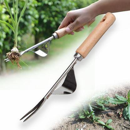 Obraz Wyrywacz chwastów z kołyską i drewnianą rączką