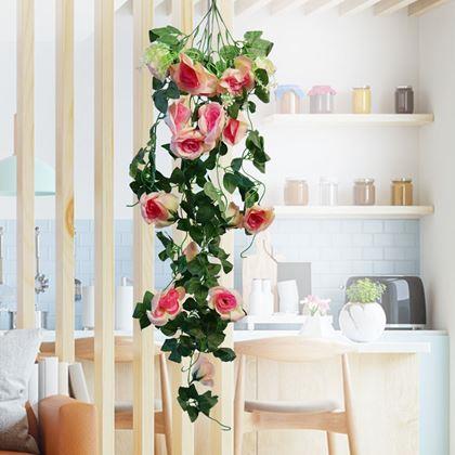 Obrazek z Sztuczna zwisająca roślina 90 cm - różowo-pomarańczowy