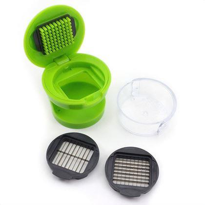 Obrazek z Ręczna krajalnica do czosnku + 2 nasadki