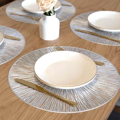 Obrazek z Okrągłe podkładki na stół promienie słońca - srebrne