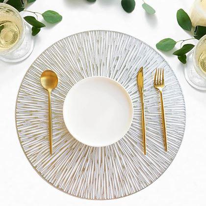 Obrazek z Okrągłe podkładki na stół promienie słońca - srebrne