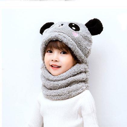 Obrazek z Czapka z kominem miś z uszami -  szara