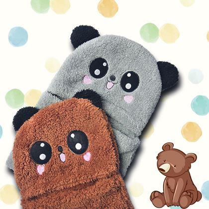 Obrazek z Czapka z kominem miś z uszami -  brązowa