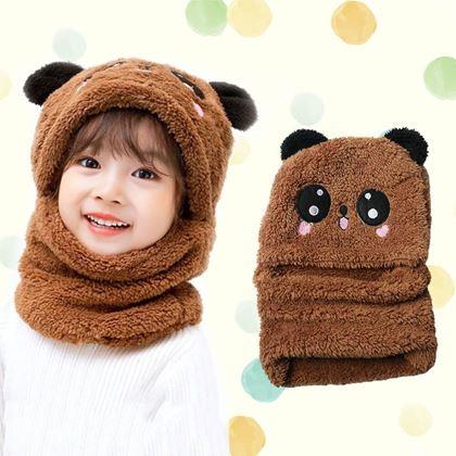 Obrazek z Czapka z kominem miś z uszami -  brązowa