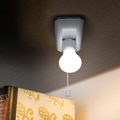 Obrazek z Ścienna lampka LED do łóżka z wyłącznikiem na sznurek