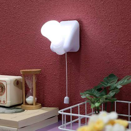 Obrazek z Ścienna lampka LED do łóżka z wyłącznikiem na sznurek