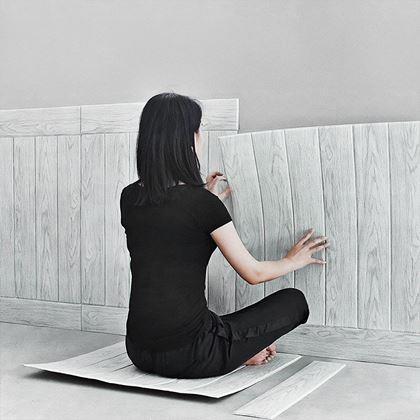 Obrazek z 3D tapeta - jasnoszare drewno