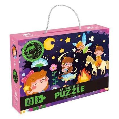 Obrazek z Świecące w ciemności puzzle dla dzieci 96 elementów - księżniczki